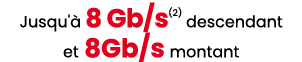 Jusqu' 8 Gb/s(2) descendant et 8Gb/s montant