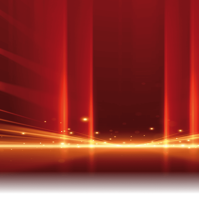 Abstract red background with golden light rays effect in vector