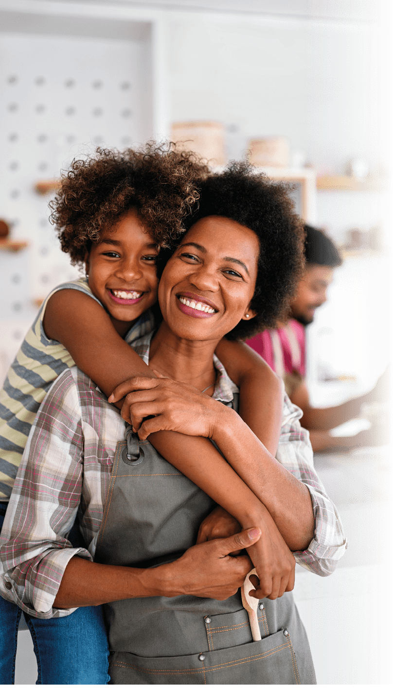 Caring african american mother hugging teenage daughter, happy black mom embracing teen girl cuddling enjoy moment of love, mum and child warm relationship, motherhood concept