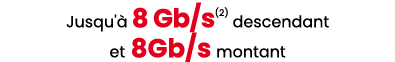 Jusqu' 8 Gb/s(2) descendant et 8Gb/s montant