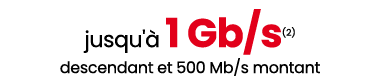  jusqu' 1 Gb/s(2) descendant et 500 Mb/s montant