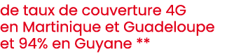 de taux de couverture 4G en Martinique et Guadeloupe et 94% en Guyane **