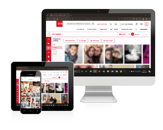 Computer monitor, tablet pc, and mobile smartphone with purple background on a screen. Isolated on a white. 3d image