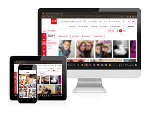 Computer monitor, tablet pc, and mobile smartphone with purple background on a screen. Isolated on a white. 3d image