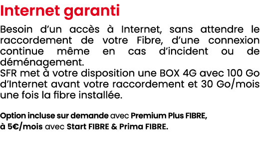 Internet garanti Besoin d’un acc s  Internet, sans attendre le raccordement de votre Fibre, d’une connexion continue...
