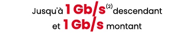 Jusqu' 1 Gb/s(2)descendant et 1 Gb/s montant
