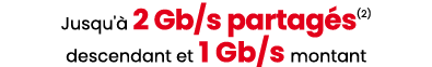 Jusqu' 2 Gb/s partag s(2) descendant et 1 Gb/s montant