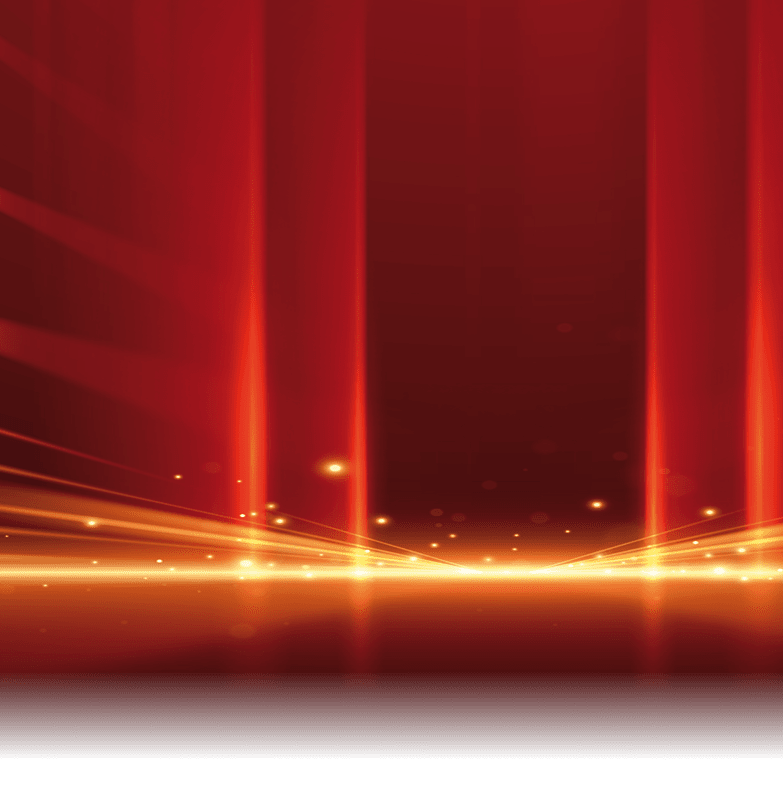Abstract red background with golden light rays effect in vector
