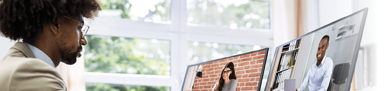Video Conference Business Call. African Conferencing On Computer