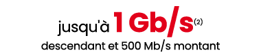  jusqu' 1 Gb/s(2) descendant et 500 Mb/s montant